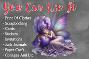 Watercolor Sleeping Fairy Clipart, a Seasonal Illustration by Craft Nest (Thumbnail 3 of 6)
