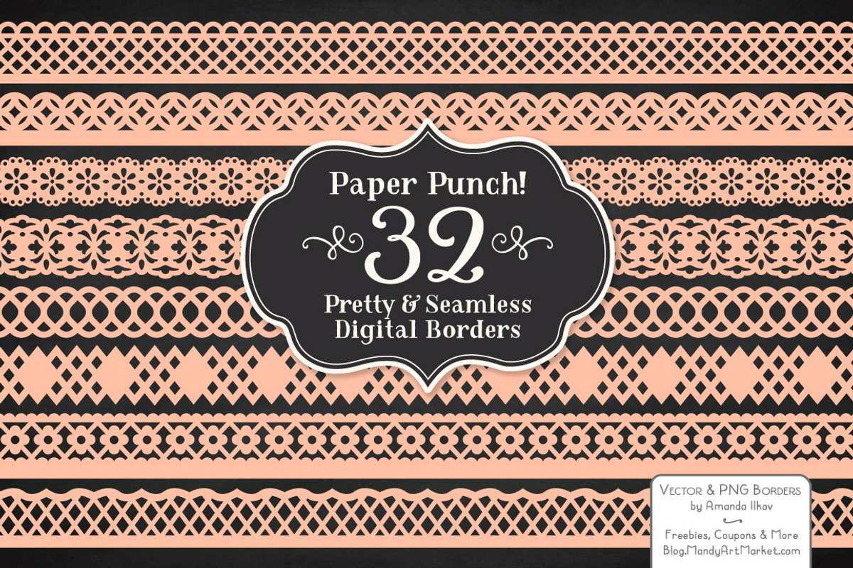 Peach Lace Vector Borders, an Illustration by Amanda Ilkov (Photo 2 of 5)