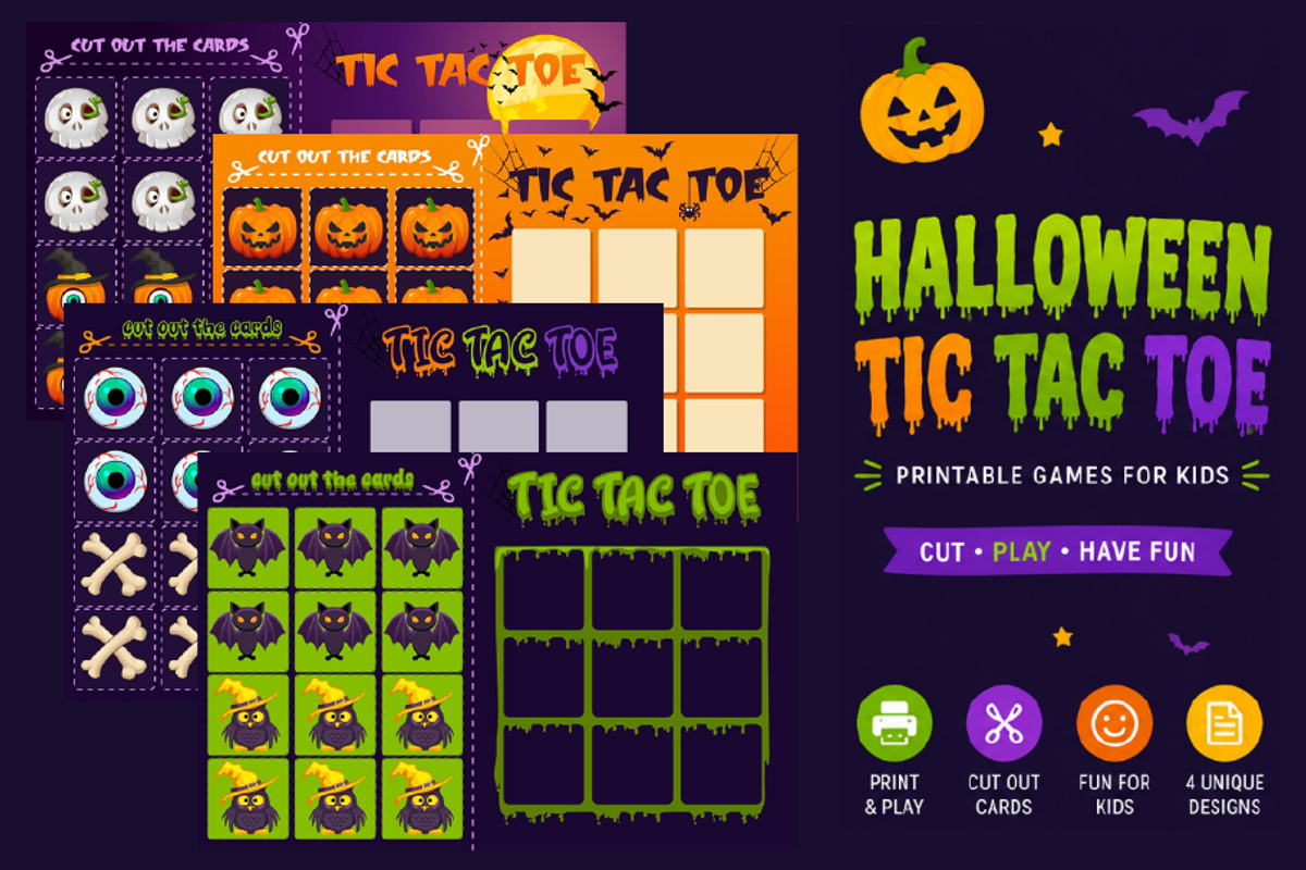 Halloween Tic Tac Toe Game for Kids, a Card Template by BabySofja (Photo 1 of 5)