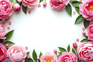 Bright Peonies Frame Background For, a Photo by LOGOCREATIVE