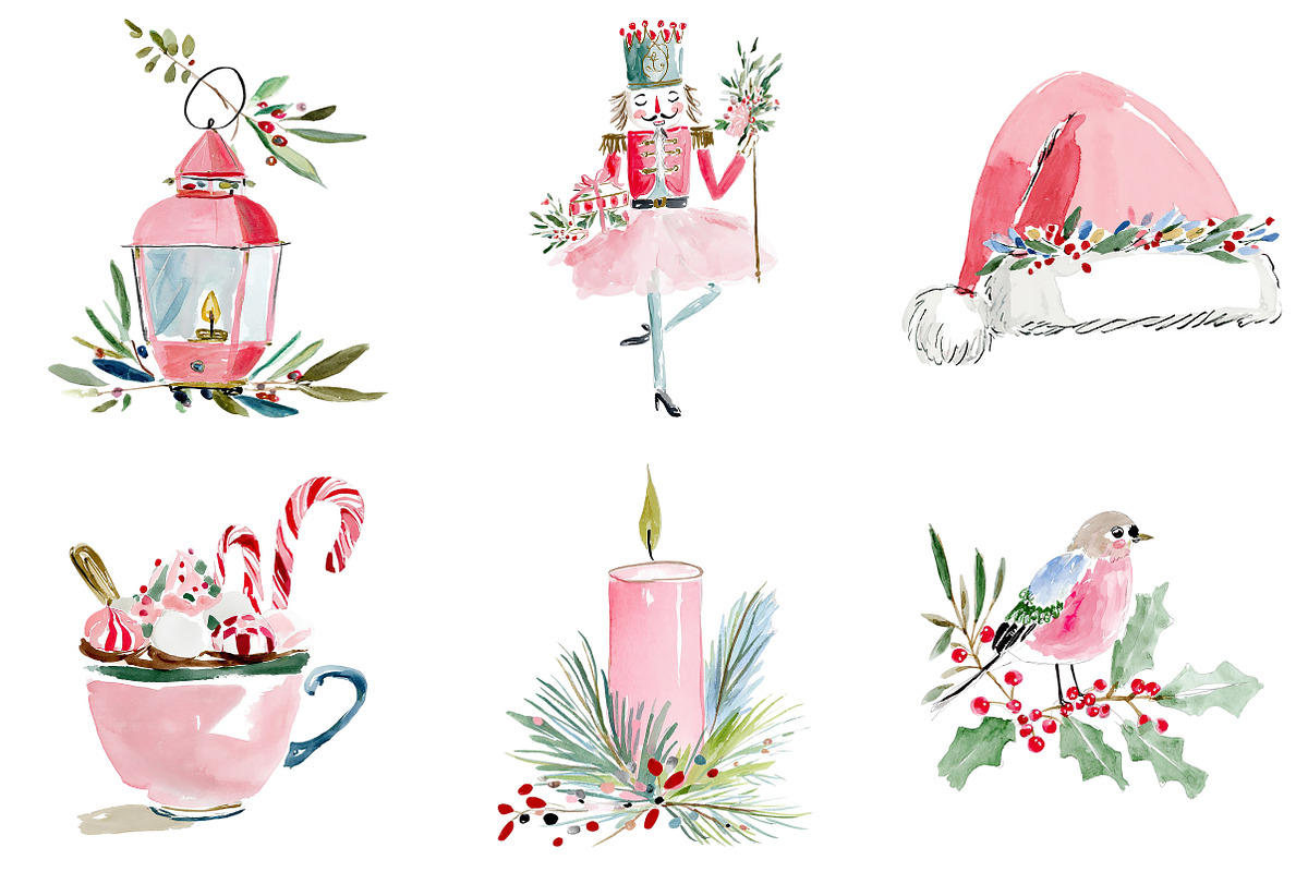Watercolor Christmas Clipart, an Illustration by Craft Nest (Photo 6 of 6)
