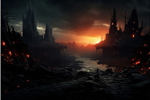 Apocalypse city dark. Generate Ai, an Object Illustration by Ylivdesign