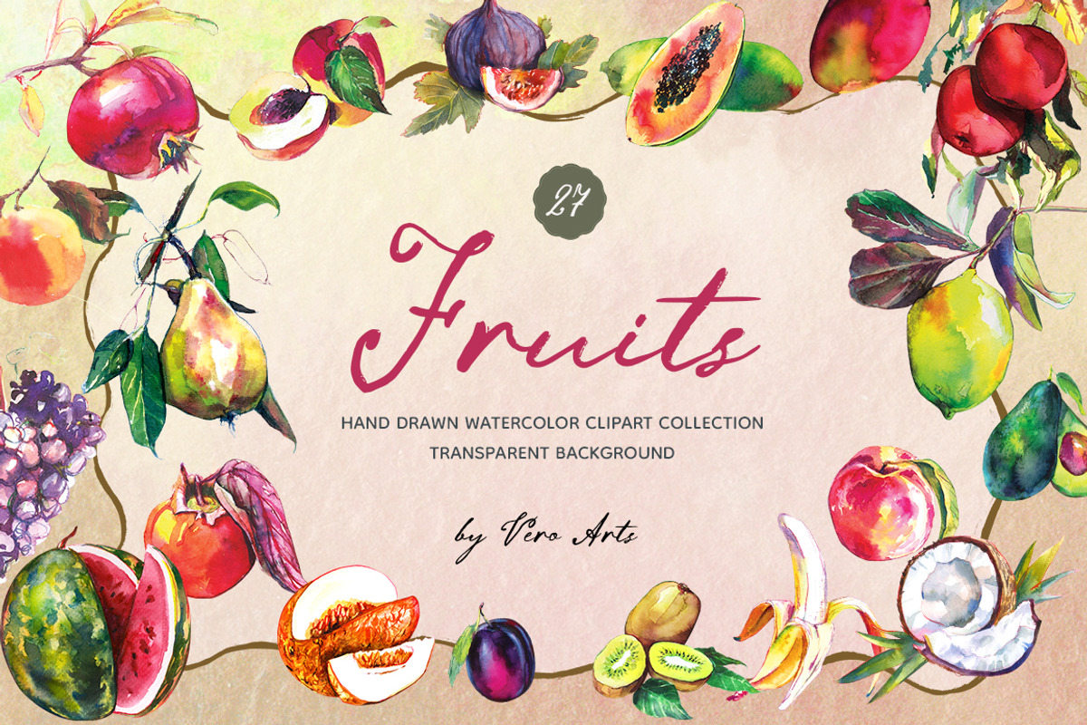 Fruits hand drawn clipart, a Food Illustration by Vero Arts (Photo 1 of 10)