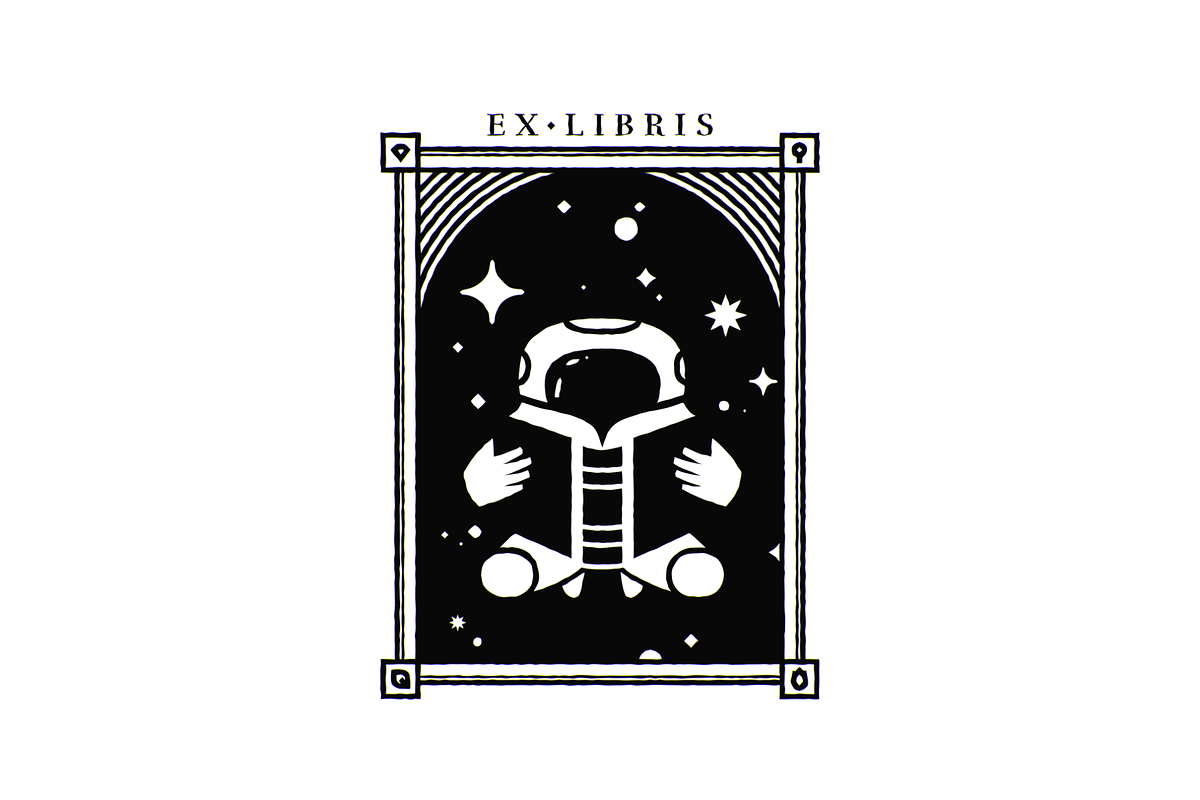 Ex Libris Bookplate with Astronaut, an Education Illustration by Tovarkovdesign (Photo 1 of 5)