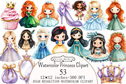 Watercolor Princess Clipart, a Seasonal Illustration by Design Market (Thumbnail 1 of 5)