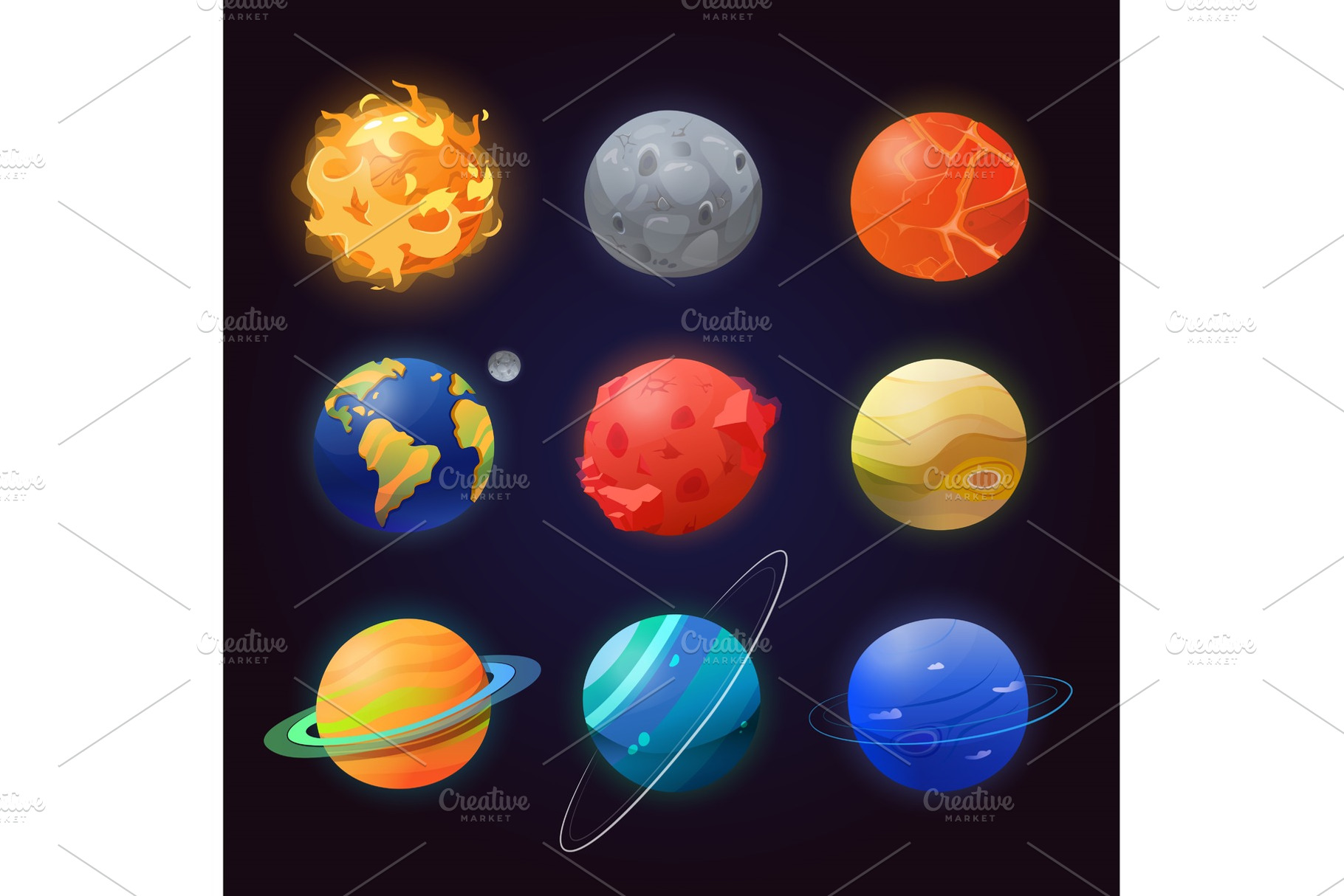 Set of isolated solar system planets and sun., a Technology Photo by ...