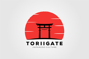 japanese sunset torii gate icon logo, an Icon by Rizkaarishandy_shop