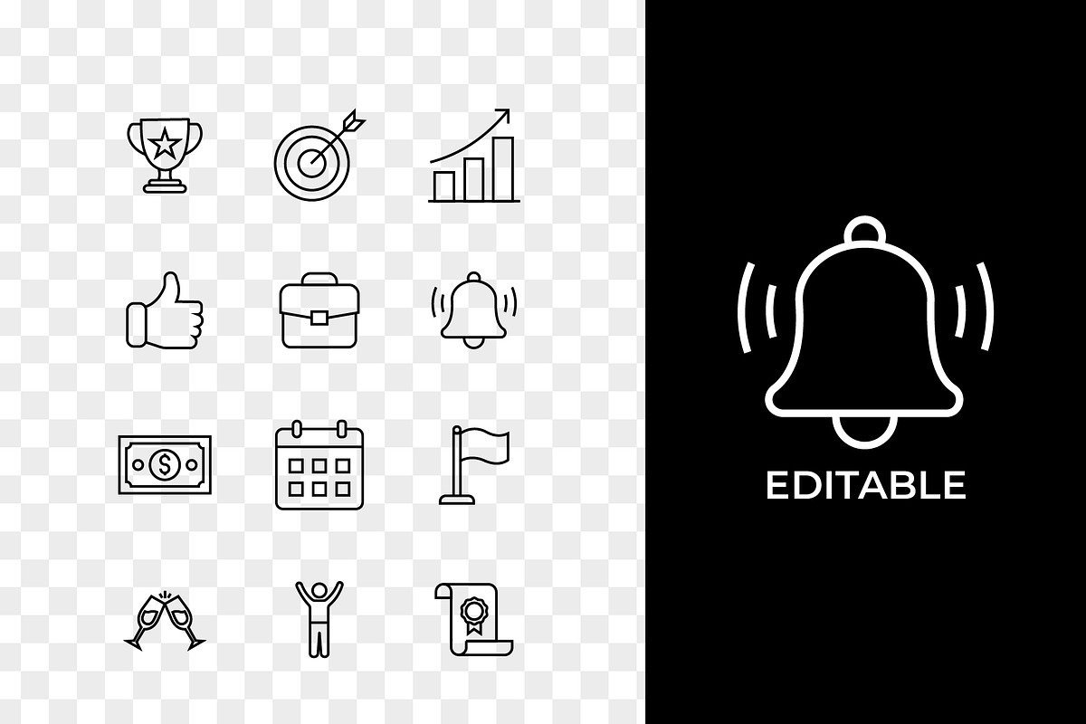 Business Goal Success Achievement, an Outline Icon by Unique Design Team (Photo 3 of 3)
