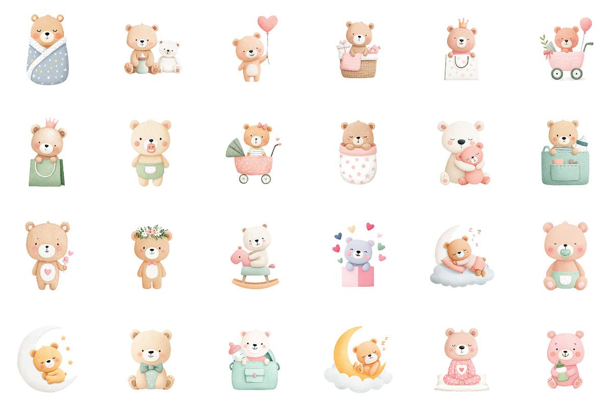 Baby Bear, Baby Shower Clipart, an Animal Illustration by Sublimation Artist (Photo 2 of 6)