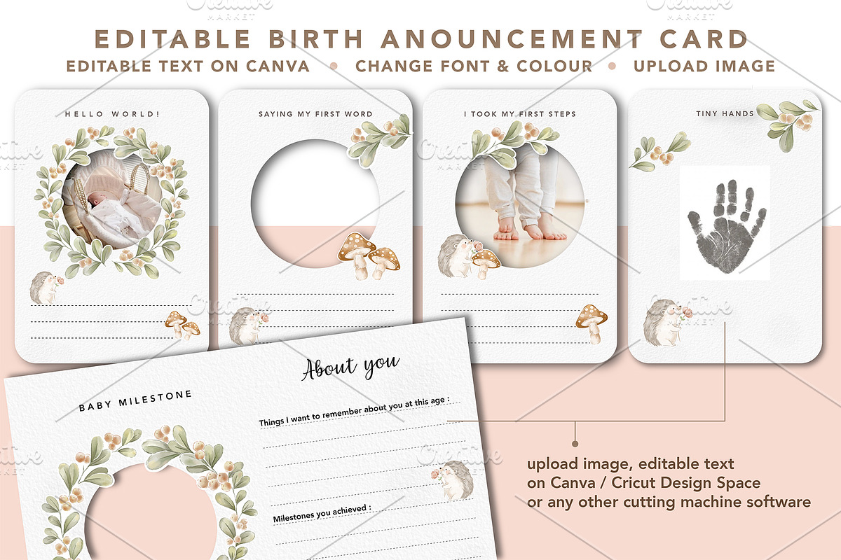 birth announcement editable template, a Card Template by hanacrochetdesign (Photo 6 of 8)