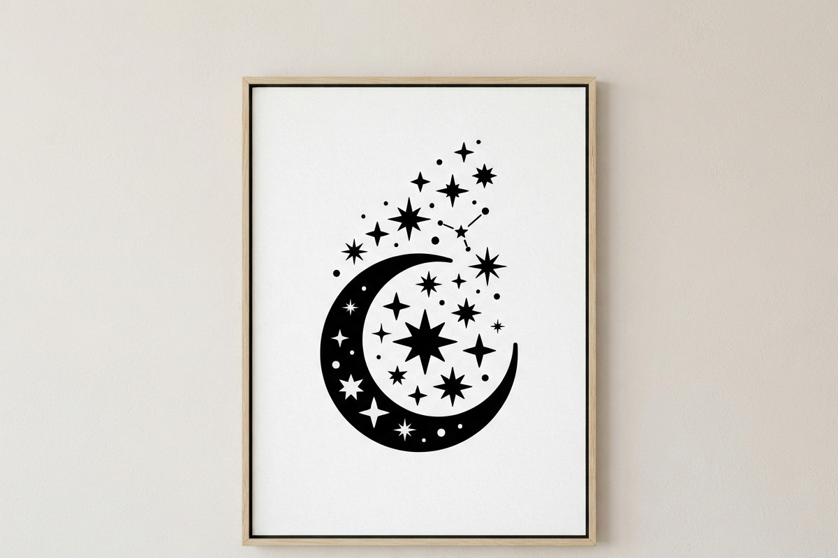 50 Crescent Moon with Stars, an Empty State Illustration by Amazin_art (Photo 20 of 47)
