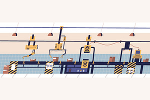 Factory industrial line, conveyor, a Technology Illustration by Good Studio
