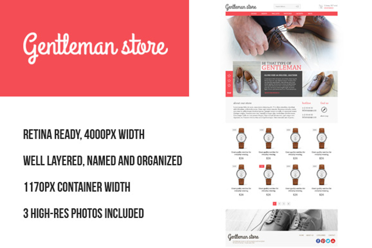 Gentleman Store PSD retina-ready, a Websites & App Template by Knofe (Photo 1 of 2)