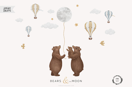 BEARS & THE MOON, an Animal Illustration by annartdreams