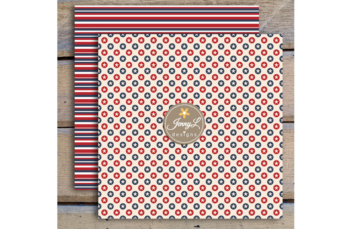 Vintage 4th of July Digital Papers, a Pattern Graphic by JennyL Designs (Photo 3 of 3)