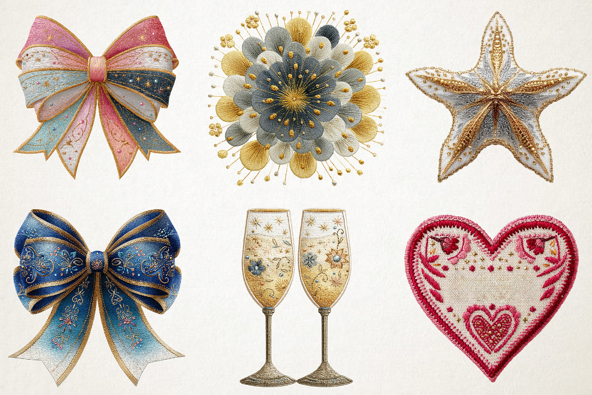 Faux Embroidery New Year Clipart, a Seasonal Illustration by RobertsArt (Photo 6 of 7)