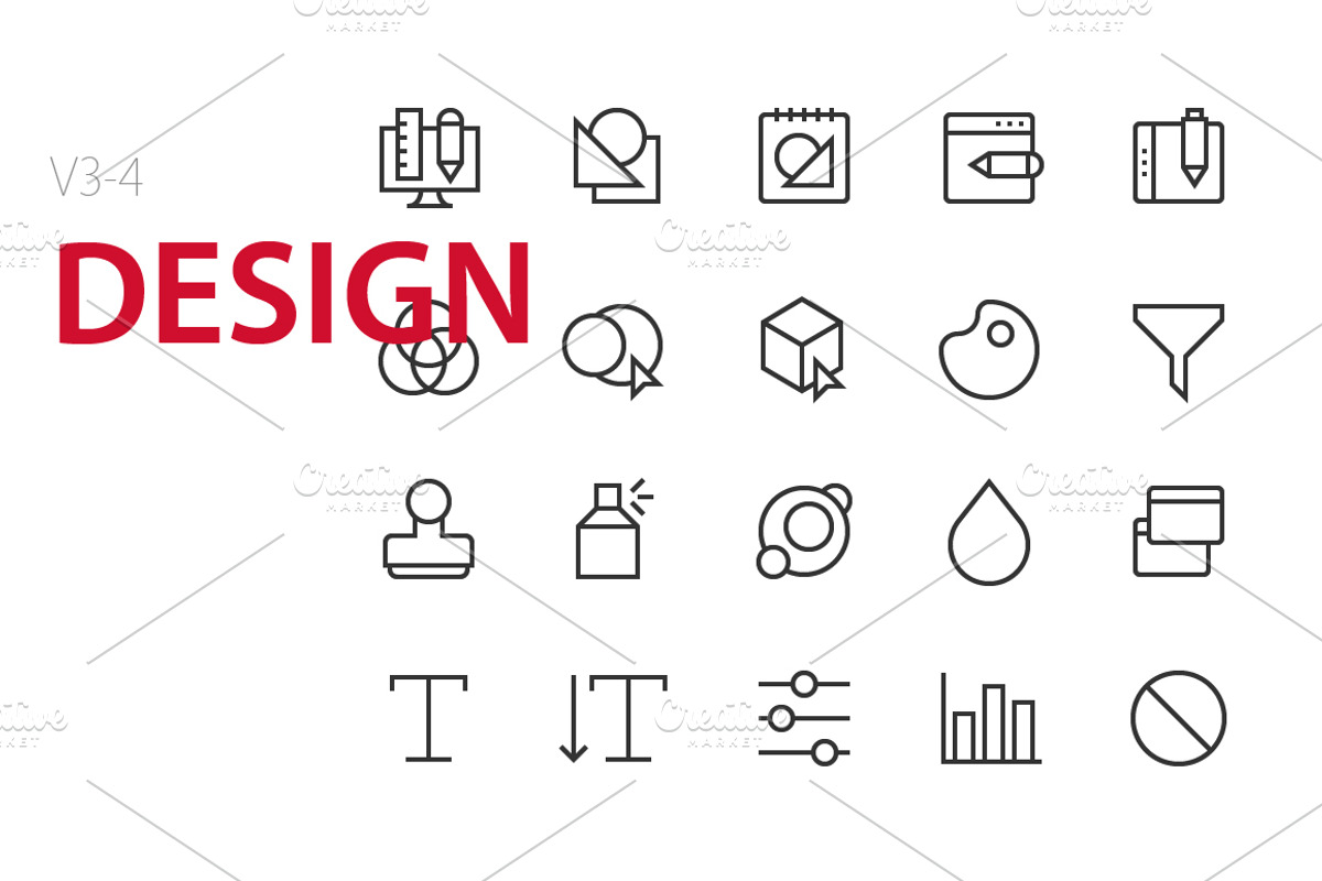 80 Design UI icons, an Outline Icon by Palau