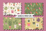 Potted plants clipart & paper set, an Illustration by Poppymoondesign (Thumbnail 4 of 5)
