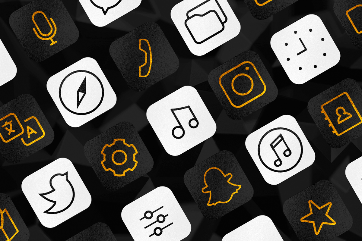 iOS 14 App Icons | black&golden, an Outline Icon by wowomnom (Photo 2 of 5)