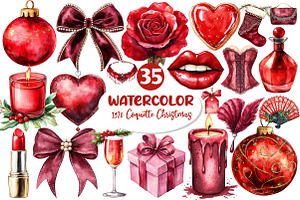 1920 Coquette Christmas Clipart, an Illustration by Dream Creation