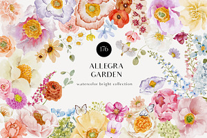 Spring Summer Watercolor Flowers Set