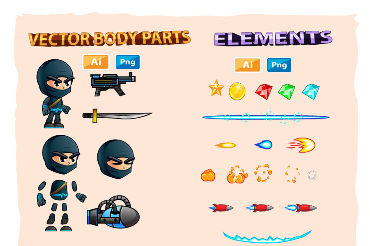 Ninja 2D Game Character Sprites, an Illustration by DionArtworks (Photo 3 of 3)