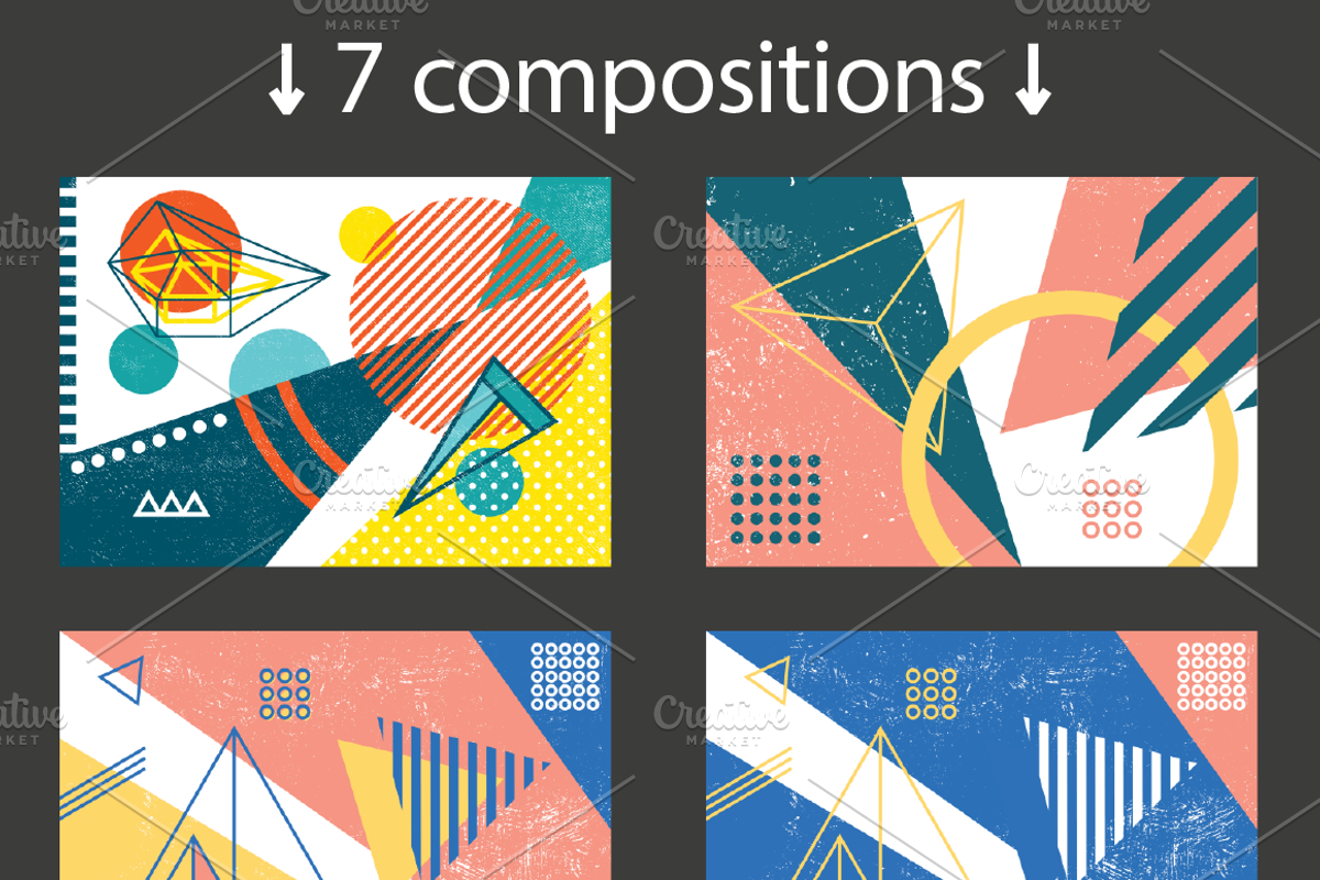 Geometric compositions and cards set, a Texture Graphic by pixelwerk (Photo 2 of 4)