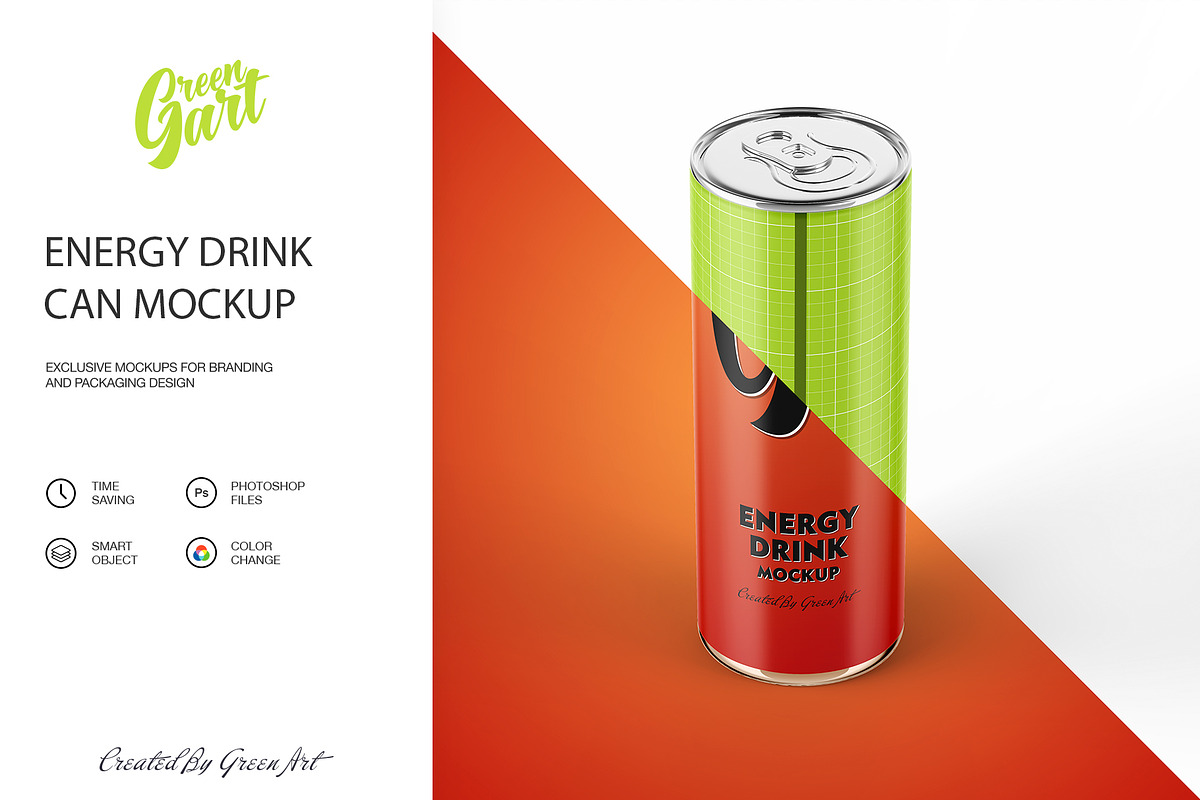3 Energy Drink Can Mockup PSD, a Product Mockup by Green Art (Photo 4 of 7)