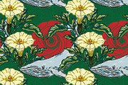 Asian Inspired Whale Datura Pattern, a Pattern Graphic by NayaChu (Thumbnail 3 of 11)