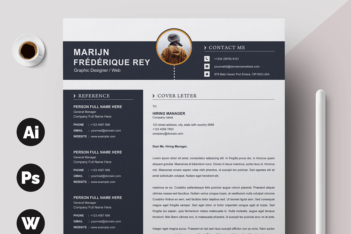Modern Resume / CV Template, a Resume Template by X-Type (Photo 3 of 5)