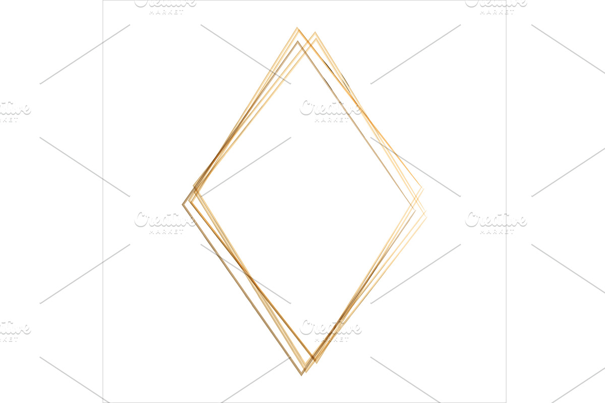 Watercolor golden rhombus frame with, an Illustration by okskukuruza