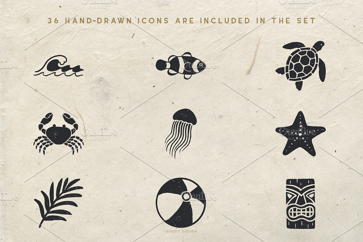 Tropical Icons Hand Drawn Graphics, an Icon by BirDIY Design (Photo 6 of 10)