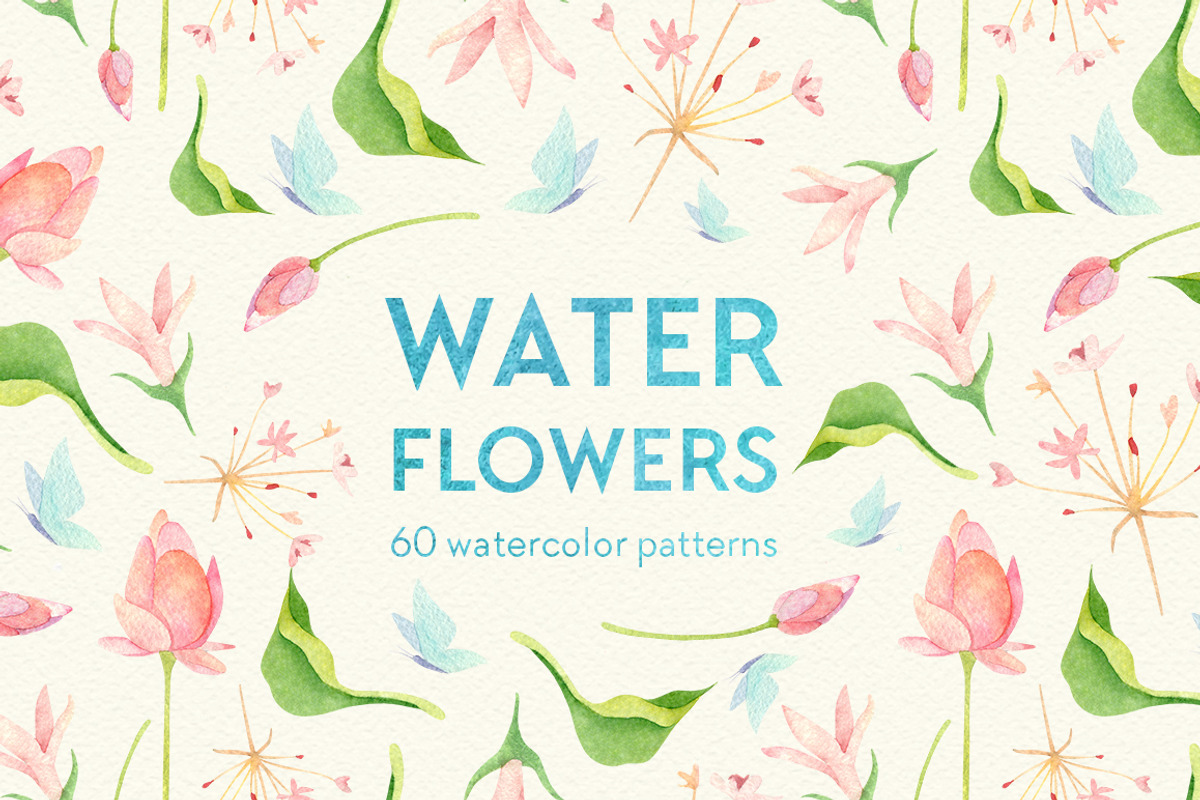Wetland floral watercolor patterns, a Pattern Graphic by Piñata (Photo 1 of 8)