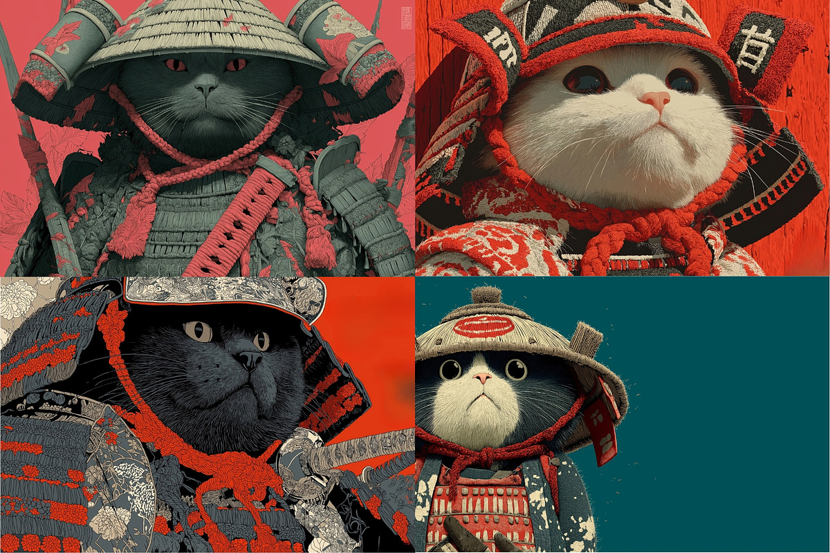 40 Samurai Cat Illustrations, an Animal Illustration by HipFonts (Photo 8 of 11)