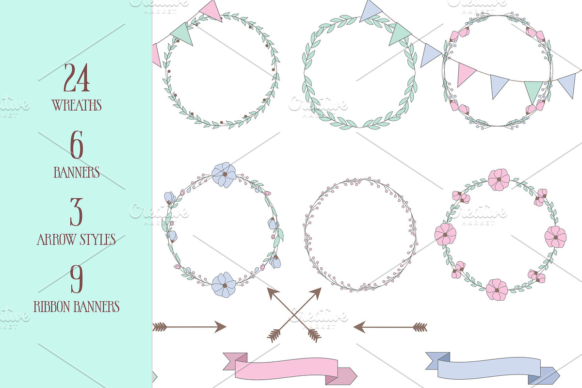 Wreath Clipart Vector, a Decorative Illustration by Digital Sugar (Photo 3 of 5)