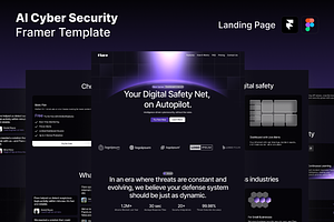 AI Cyber Security Framer Template, a Landing Page Template by Rozepaars Design