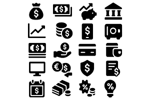 Black Finance Money Icon Pack, an Object Graphic by nikagraphic