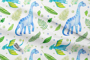 Watercolor Cute Dinosaurs Set