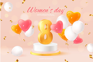 Women day balloons. 8 march, an Illustration by Stock-Smart-Start