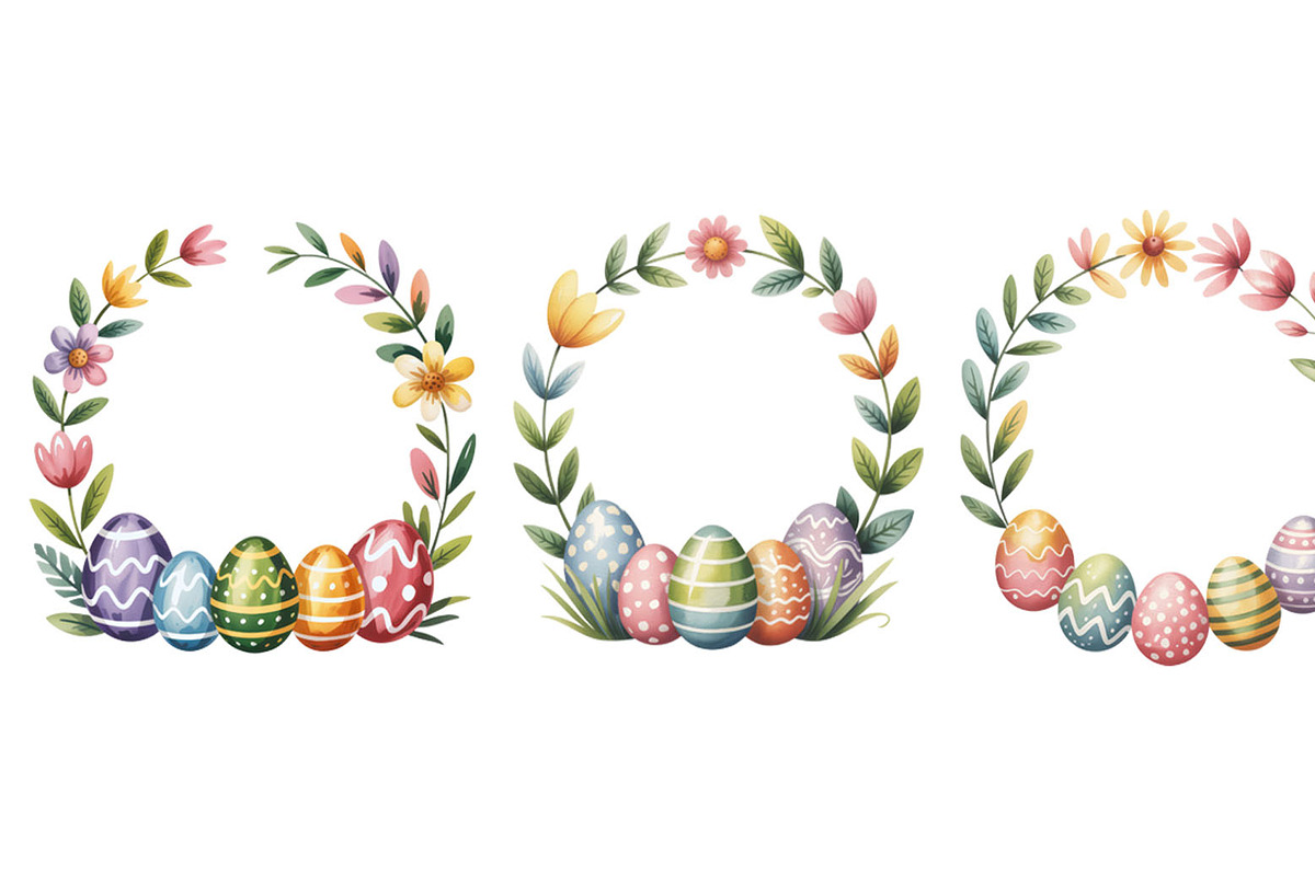 Happy easter watercolor frames, a Decorative Illustration by SketchArtStudio (Photo 2 of 3)