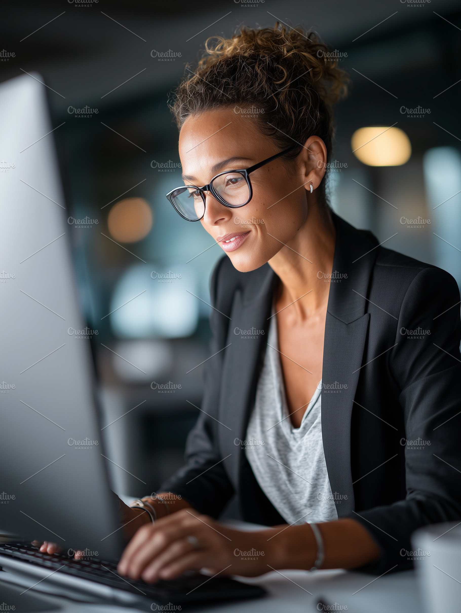 Professional woman working on a desk, a Business Photo by MistyDay