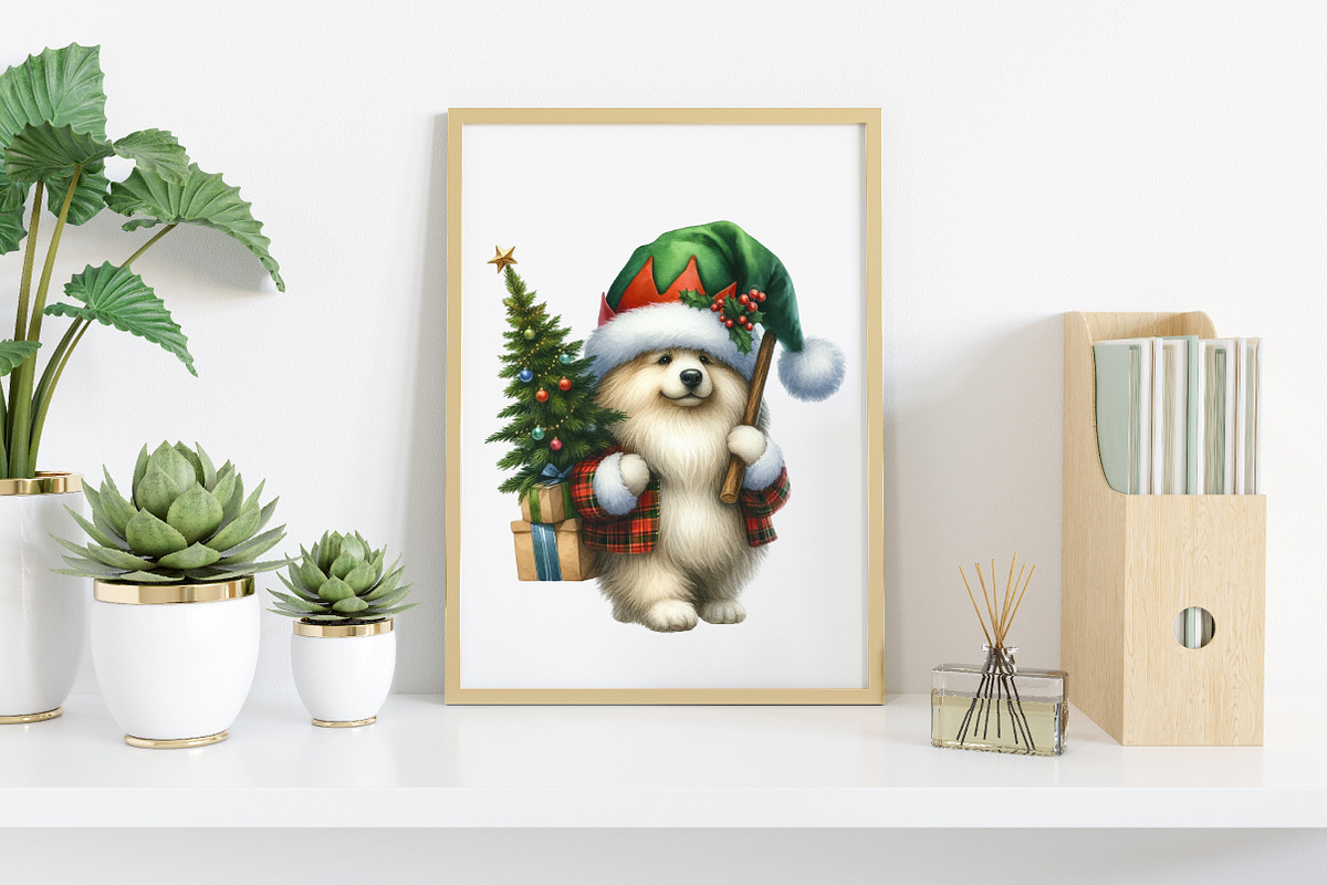 Watercolor Christmas Dog Clipart, an Illustration by Canvas Craft (Photo 5 of 8)