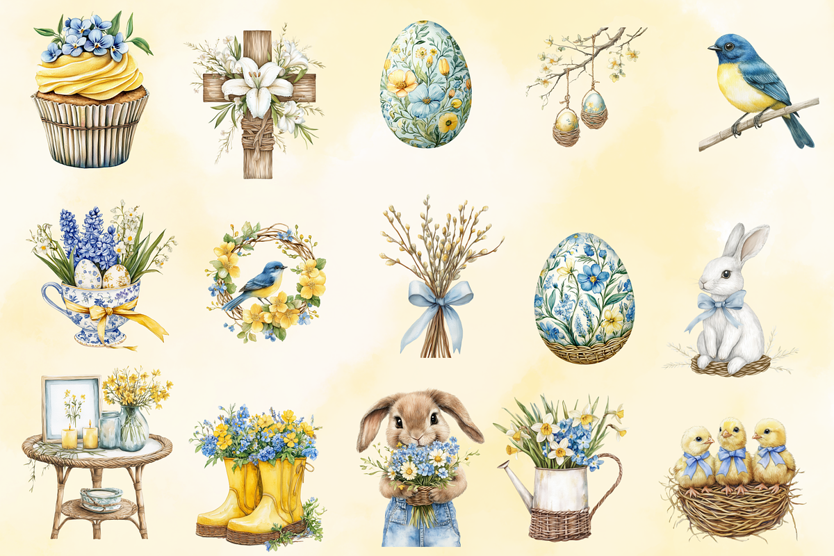 Watercolor Easter Season Clipart, an Illustration by NadiaTheronArt (Photo 2 of 5)