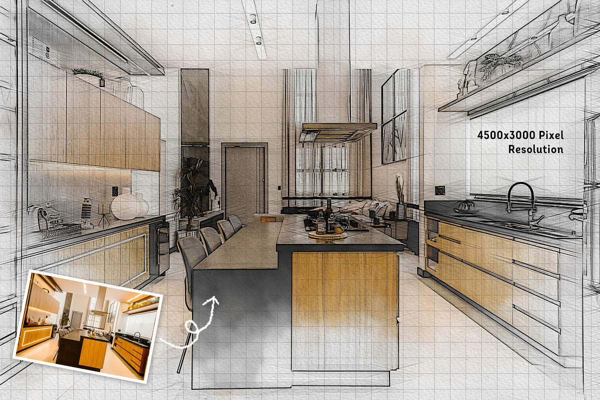 Architecture Sketch Photo Effect, a Brushes & More by zahidhossainalif (Photo 3 of 10)