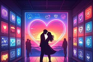 Futuristic love concepts illustration, a Decorative Illustration by DanFLCreativo