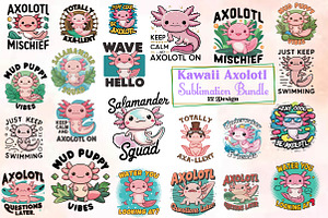 Kawaii Axolotl Clipart Bundle, an Illustration by Wow Magic