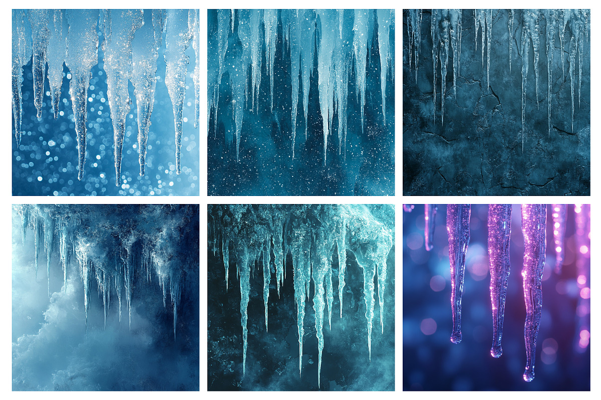 Frozen Icicles Digital Paper, an Illustration by RobertsArt (Photo 6 of 7)