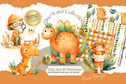 Cute Dinosaur Clipart + Patterns, an Animal Illustration by Nicole Branger Art (Thumbnail 1 of 27)