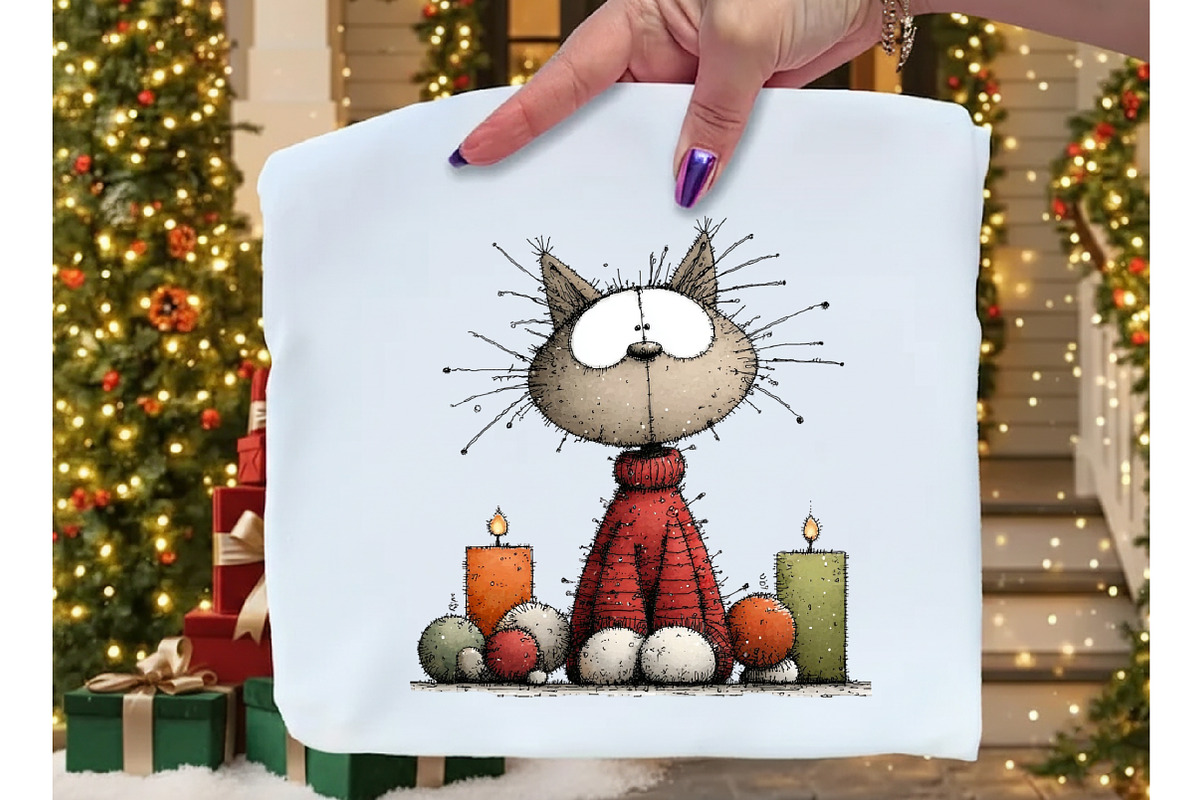 Whimsical Christmas Cat Clipart PNG, an Illustration by Dream Creation (Photo 6 of 8)