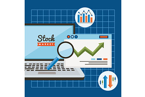 stock market lettering tech, a Finance Illustration by studiogstock